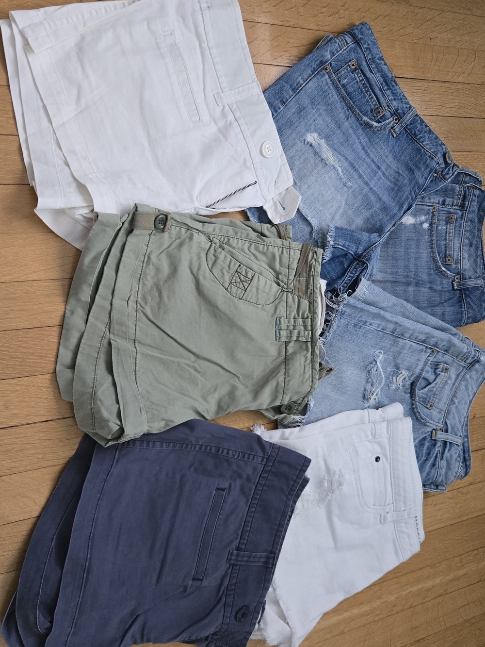 Women's Mixed Color Jean and Short Pack - White, Light Blue, Olive, Navy